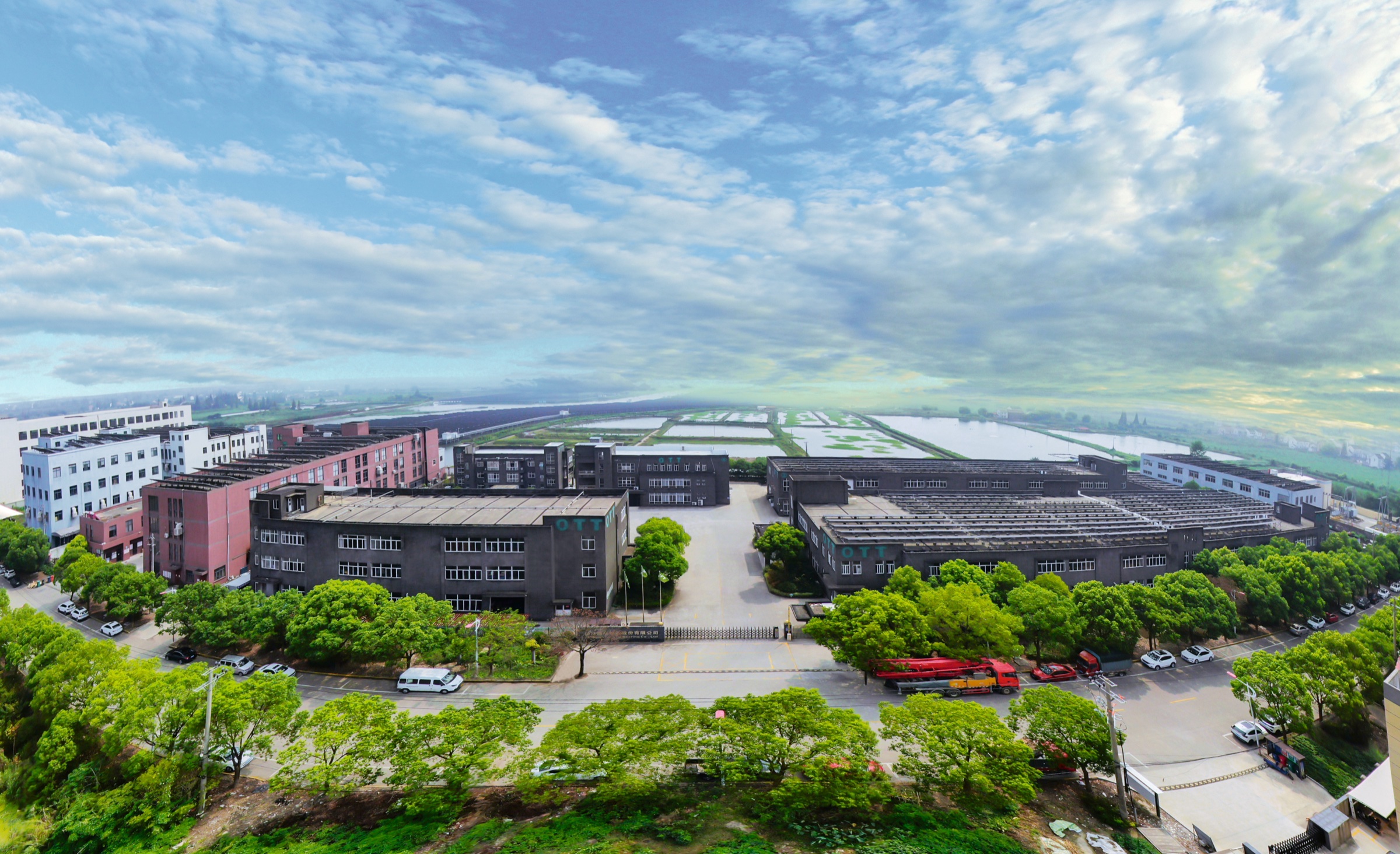 OTT Bearing Factory Aerial Panorama — 20,000+ m² Facility in Jiashan, Zhejiang