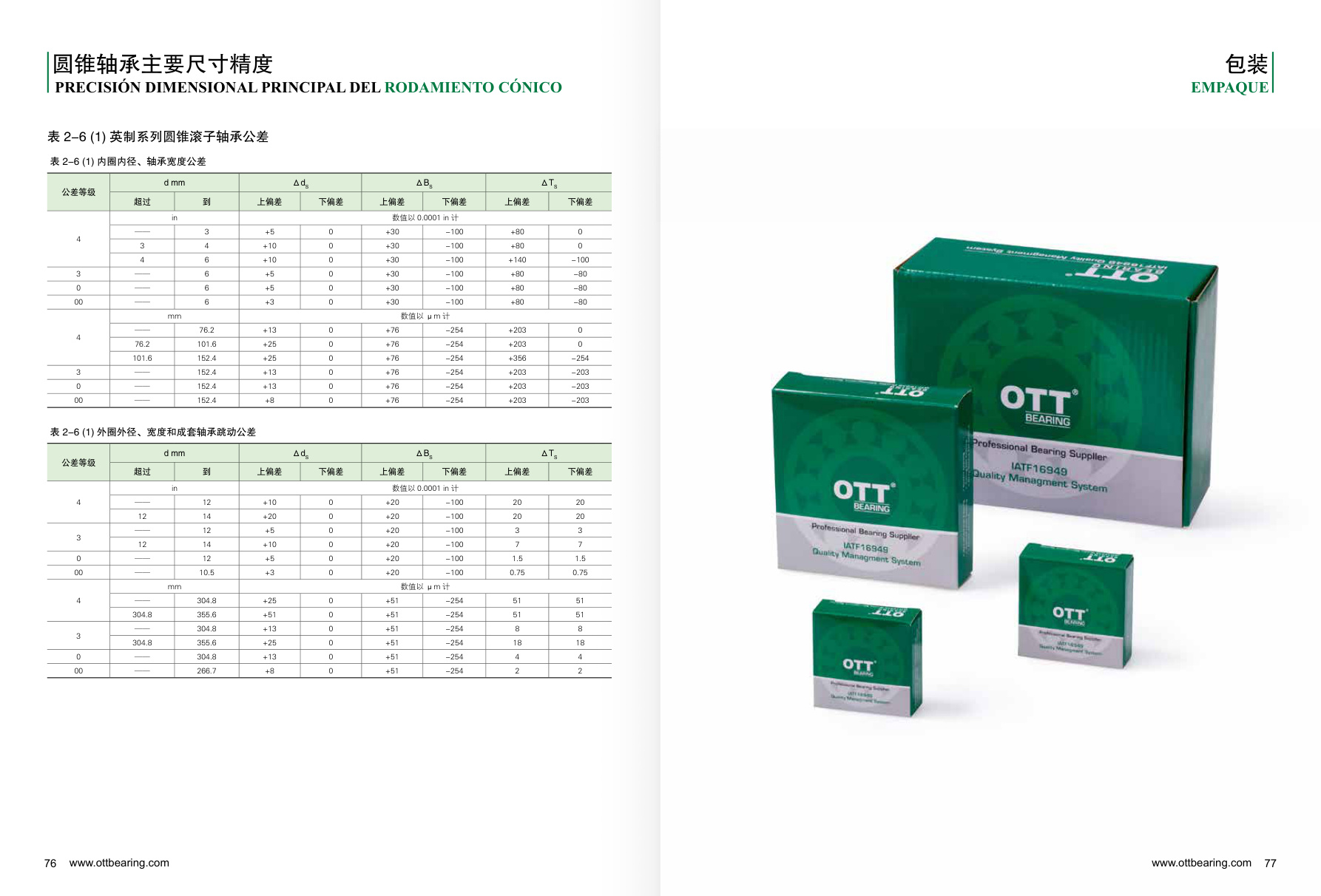OTT Bearing packaging — branded boxes